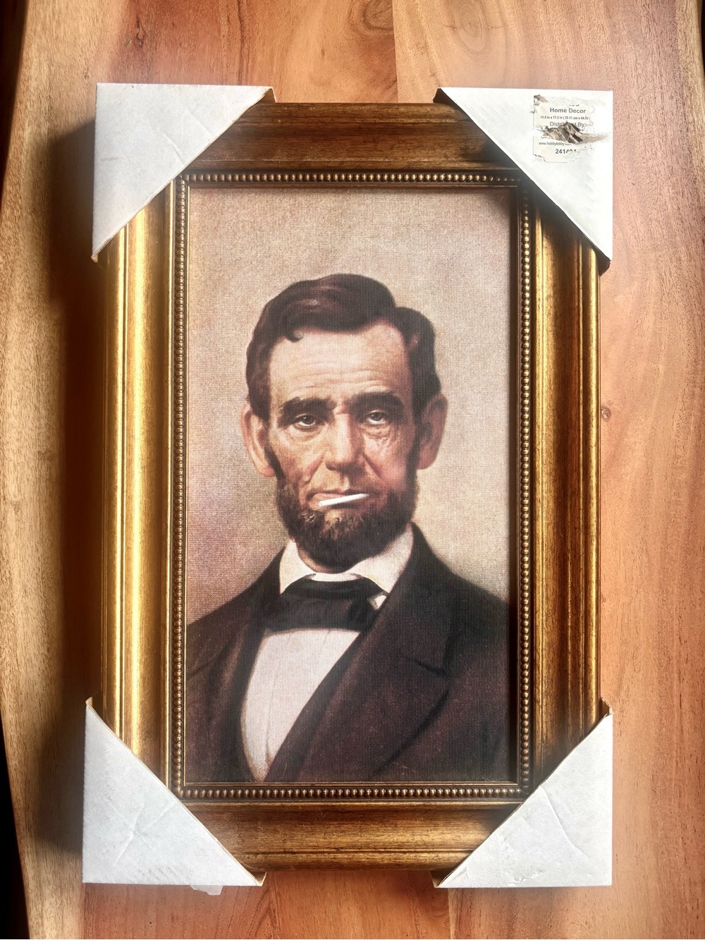 Abe Lincoln- Framed Gold Portrait Artwork with Vintage Style